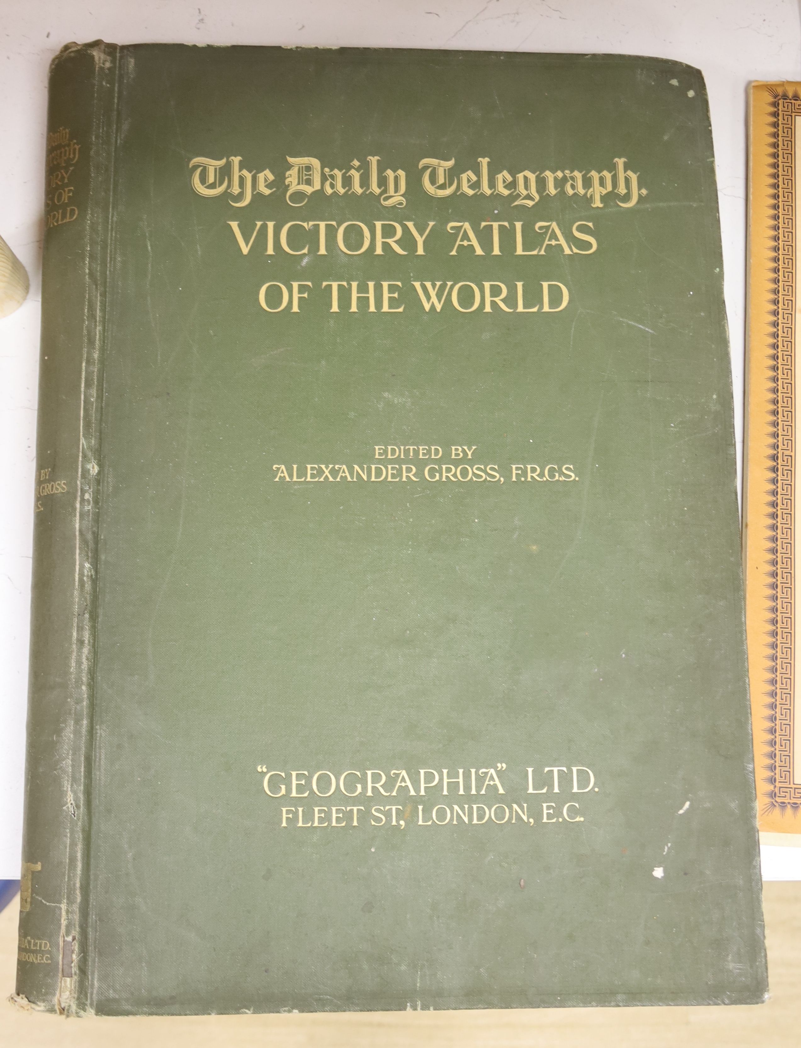 The Daily Telegraph Victory Atlas of The World …, many double page colour-printed maps; publisher’s gilt-lettered cloth, folio (?1920)